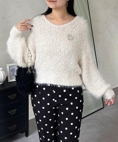 爆米花質感V領針織衫