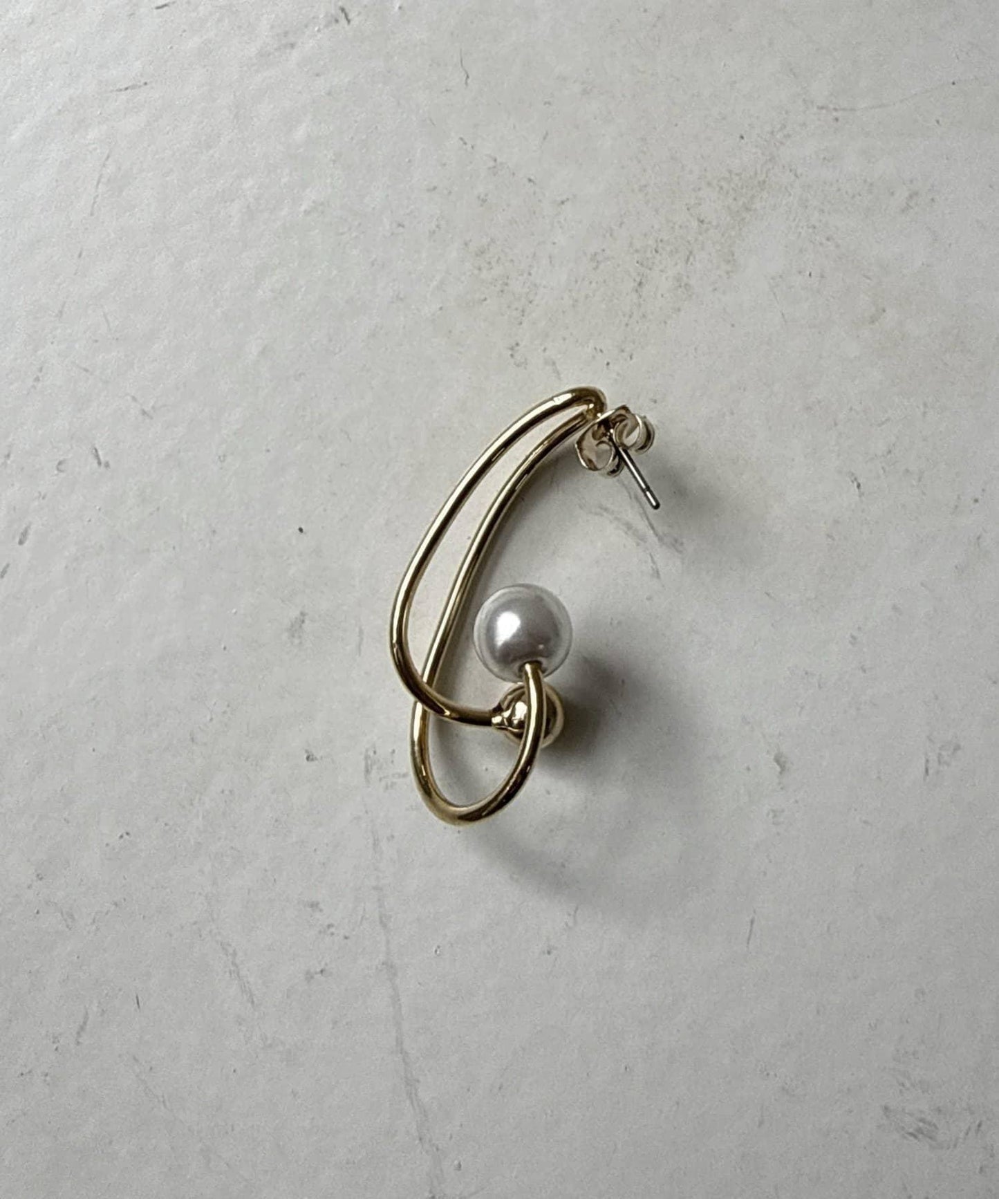 扭紋珍珠圈形耳環