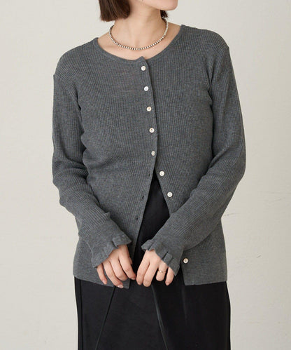 2WAY荷葉邊羅紋針織開衫