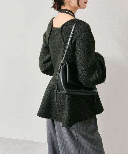 方領荷葉邊針織衫