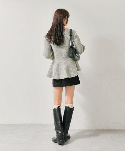 方領荷葉邊針織衫