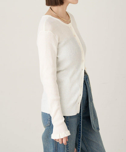 2WAY荷葉邊羅紋針織開衫