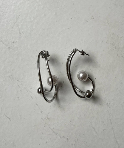 扭紋珍珠圈形耳環