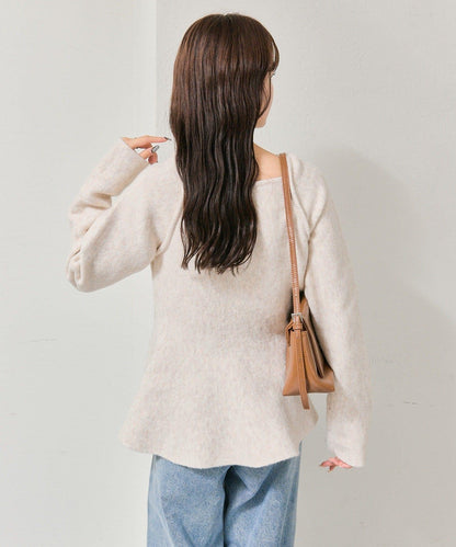 方領荷葉邊針織衫