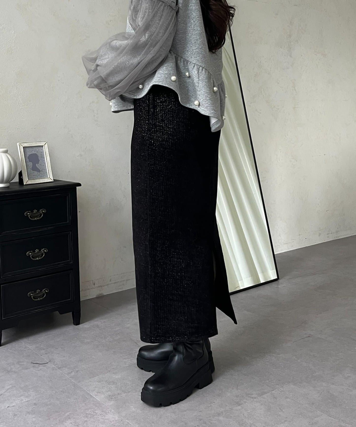 亮片燈芯絨長裙