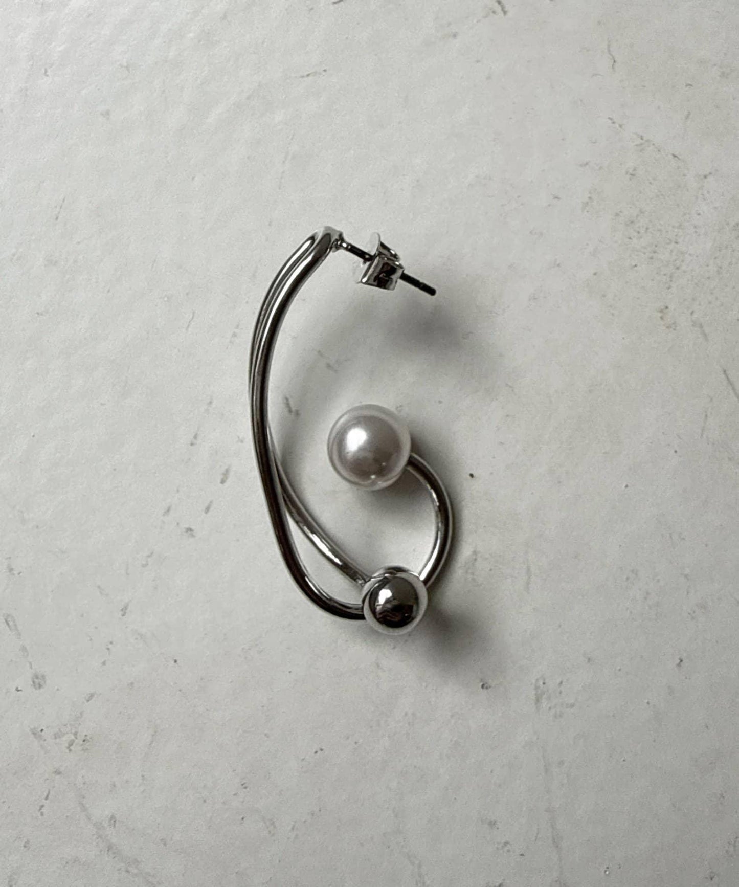 扭紋珍珠圈形耳環