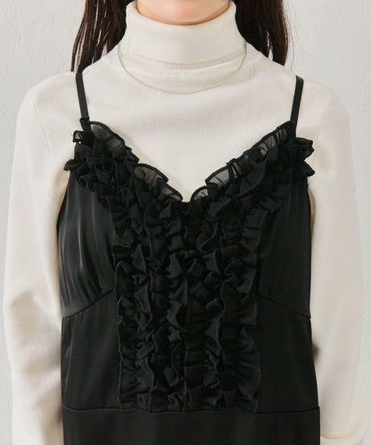 荷葉邊設計吊帶連衣裙