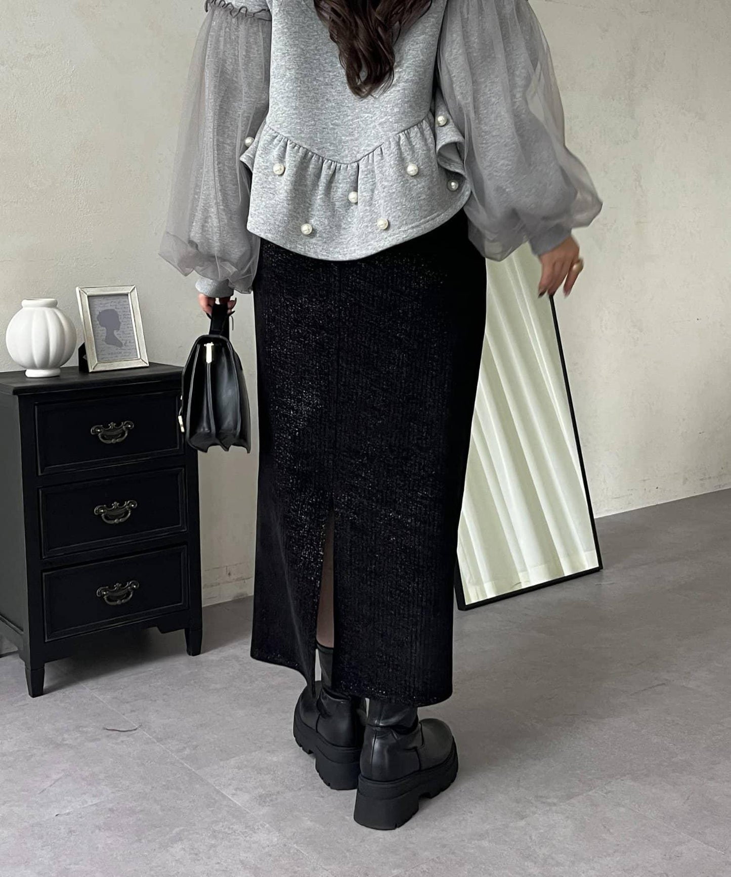 亮片燈芯絨長裙