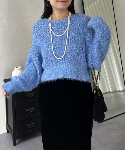 爆米花質感V領針織衫