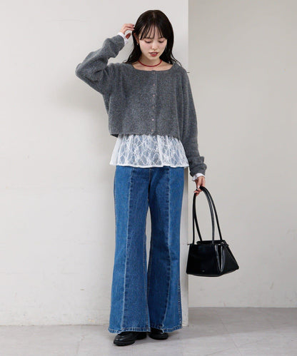 蕾絲拼接長袖T恤