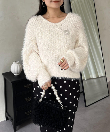 爆米花質感V領針織衫