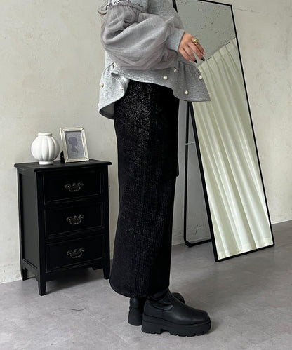 亮片燈芯絨長裙