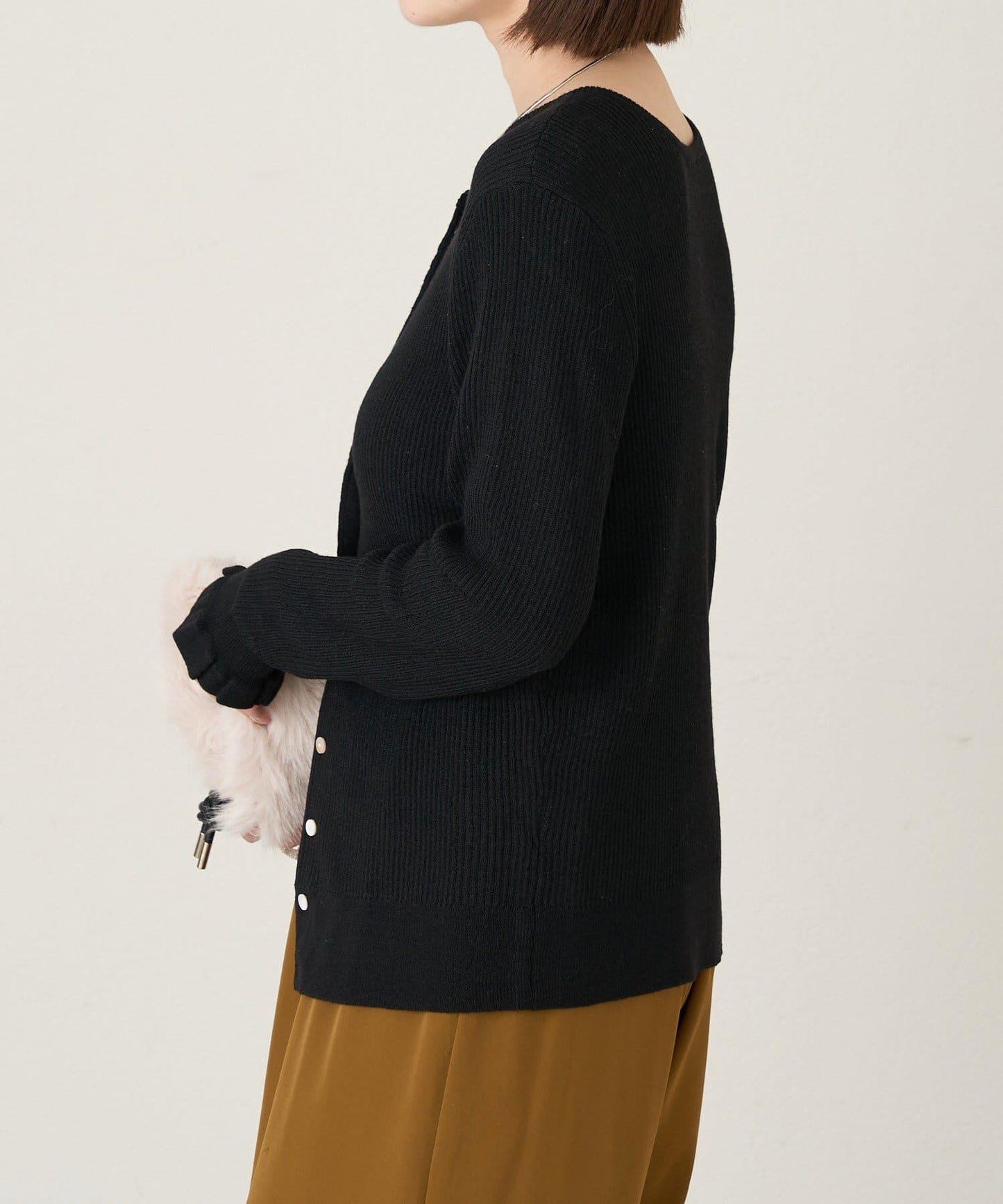 2WAY荷葉邊羅紋針織開衫