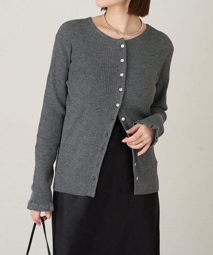 2WAY荷葉邊羅紋針織開衫