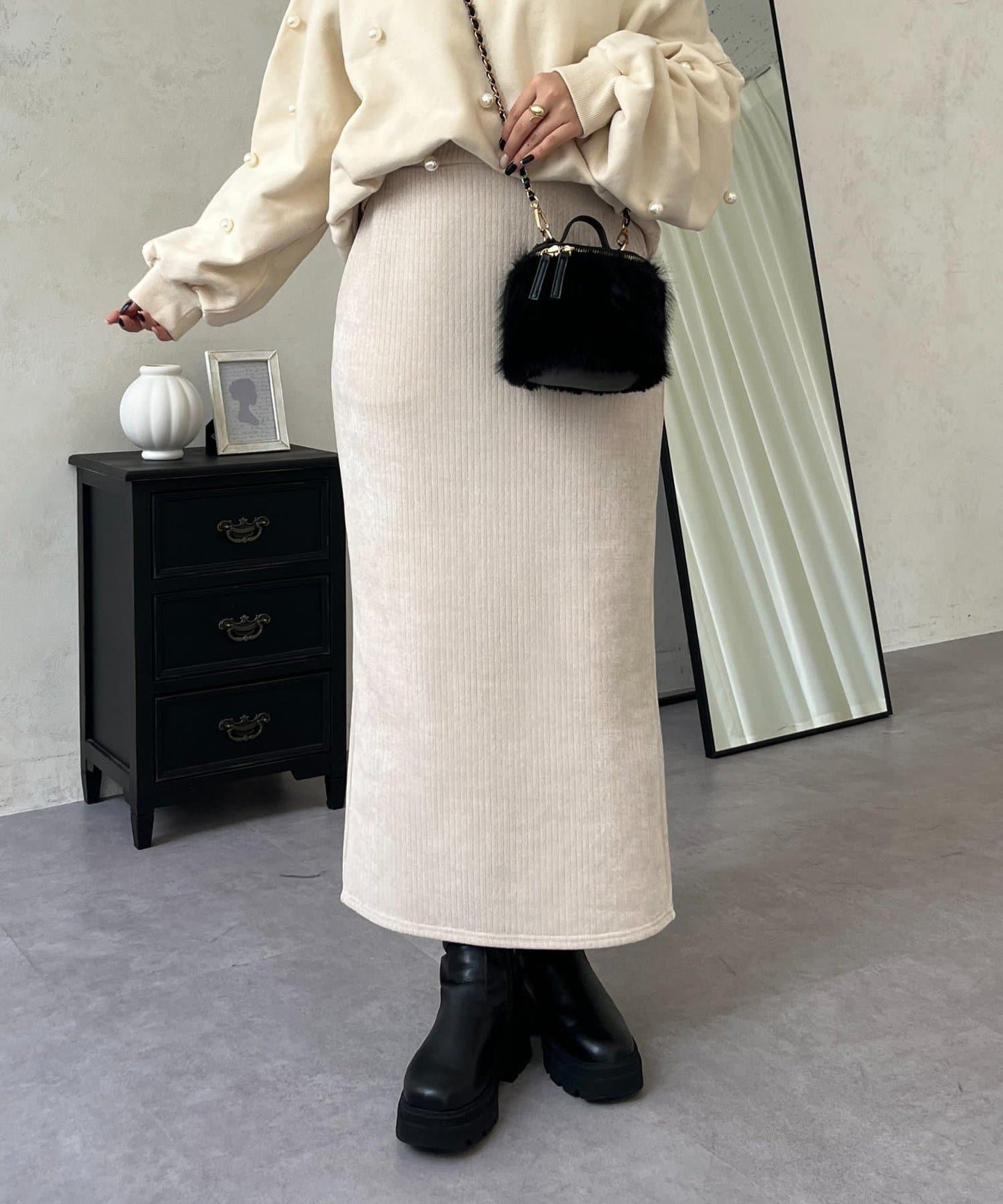 亮片燈芯絨長裙