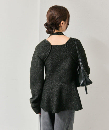 方領荷葉邊針織衫