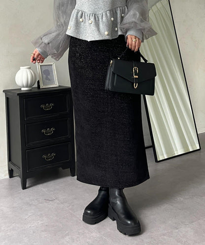 亮片燈芯絨長裙