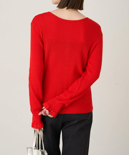 2WAY荷葉邊羅紋針織開衫