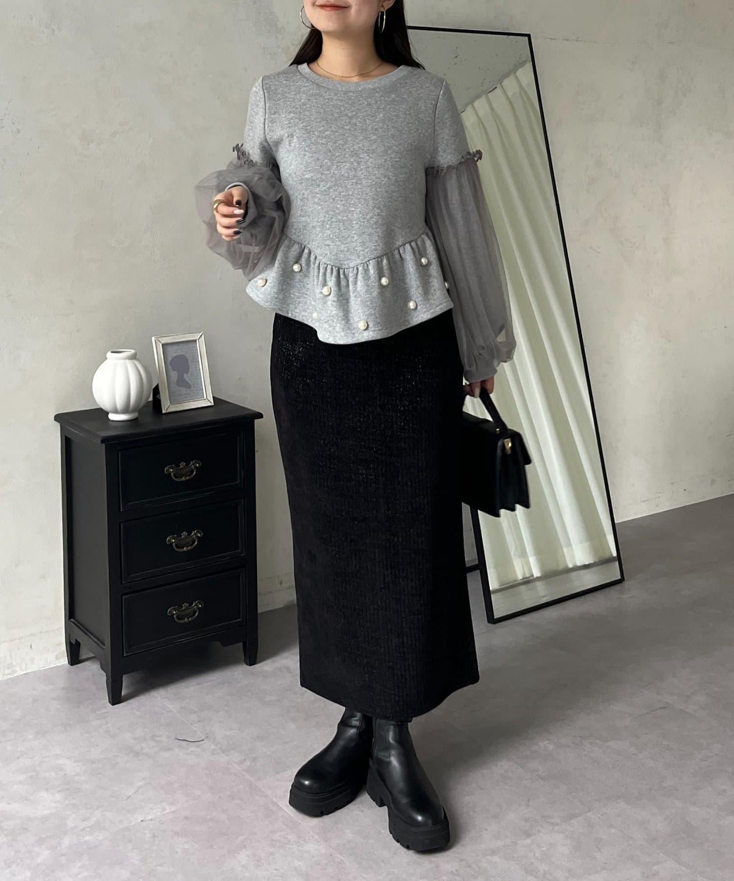 亮片燈芯絨長裙