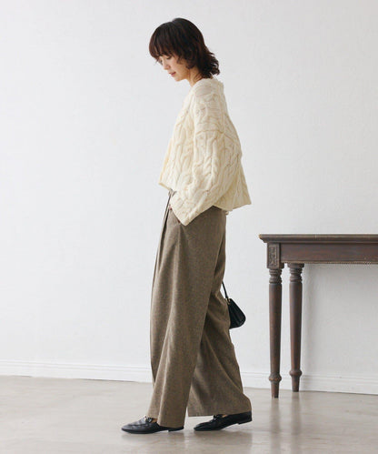 【可搭配套裝】羊毛斜紋雙褶長褲