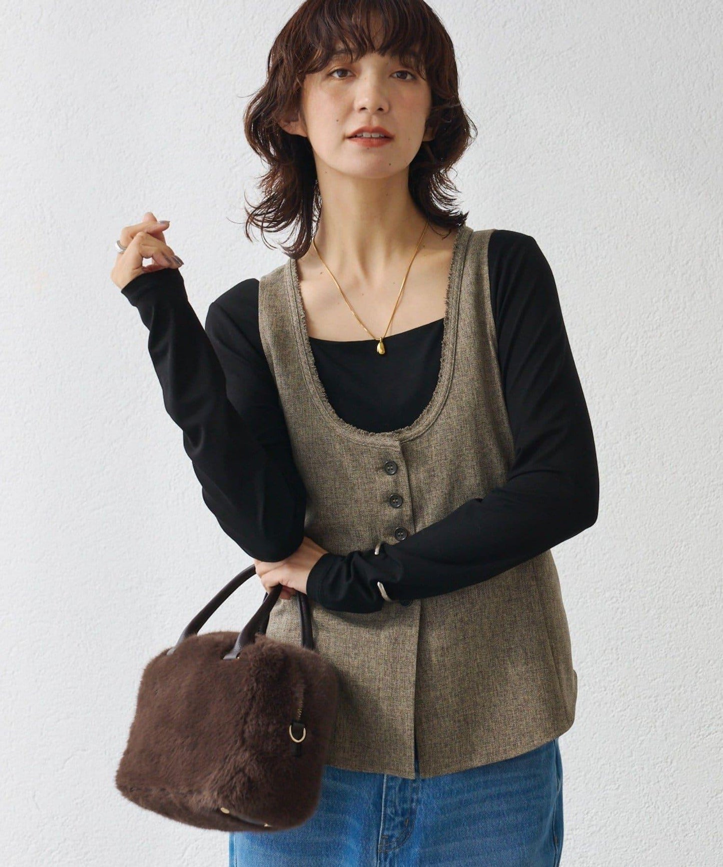 【可搭配套裝】羊毛斜紋馬甲