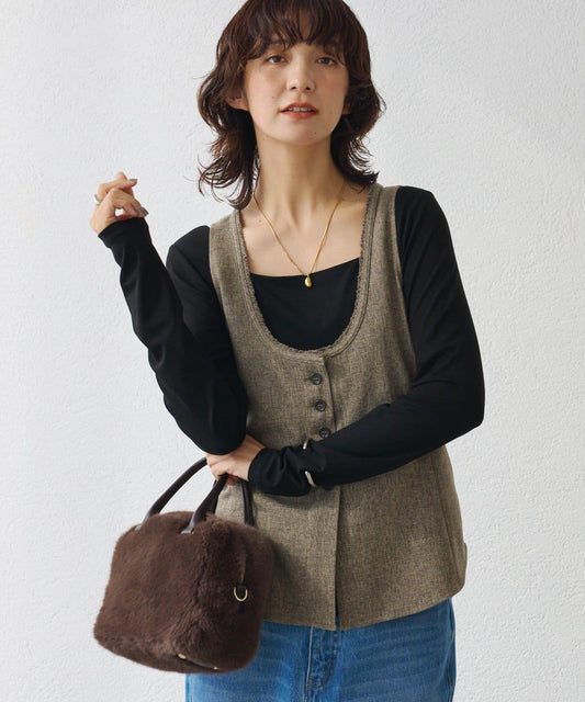【可搭配套裝】羊毛斜紋馬甲