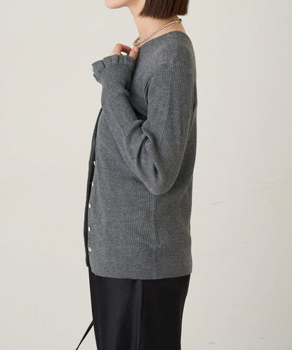 2WAY荷葉邊羅紋針織開衫