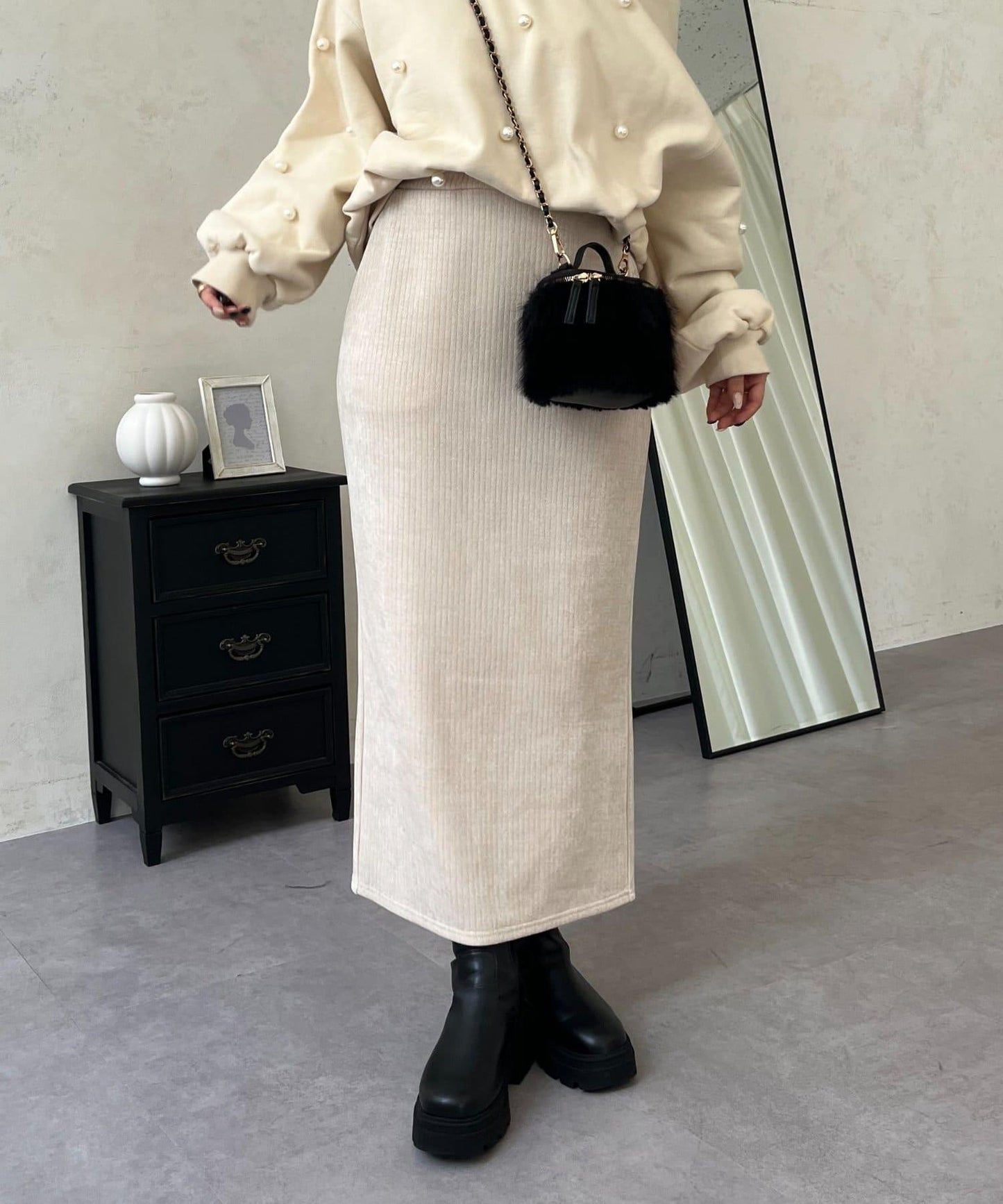 亮片燈芯絨長裙