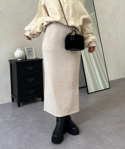 亮片燈芯絨長裙