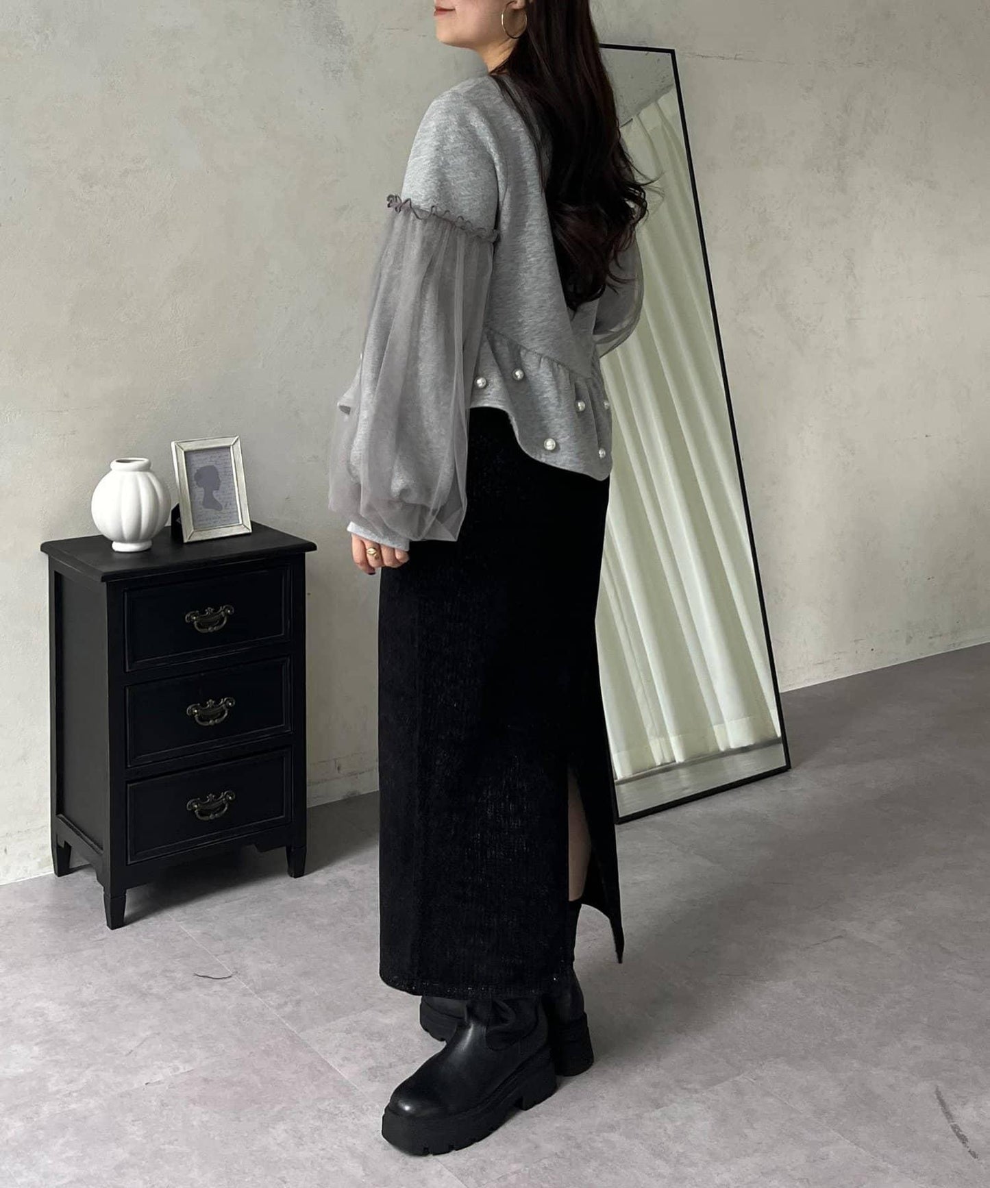 亮片燈芯絨長裙