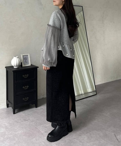 亮片燈芯絨長裙