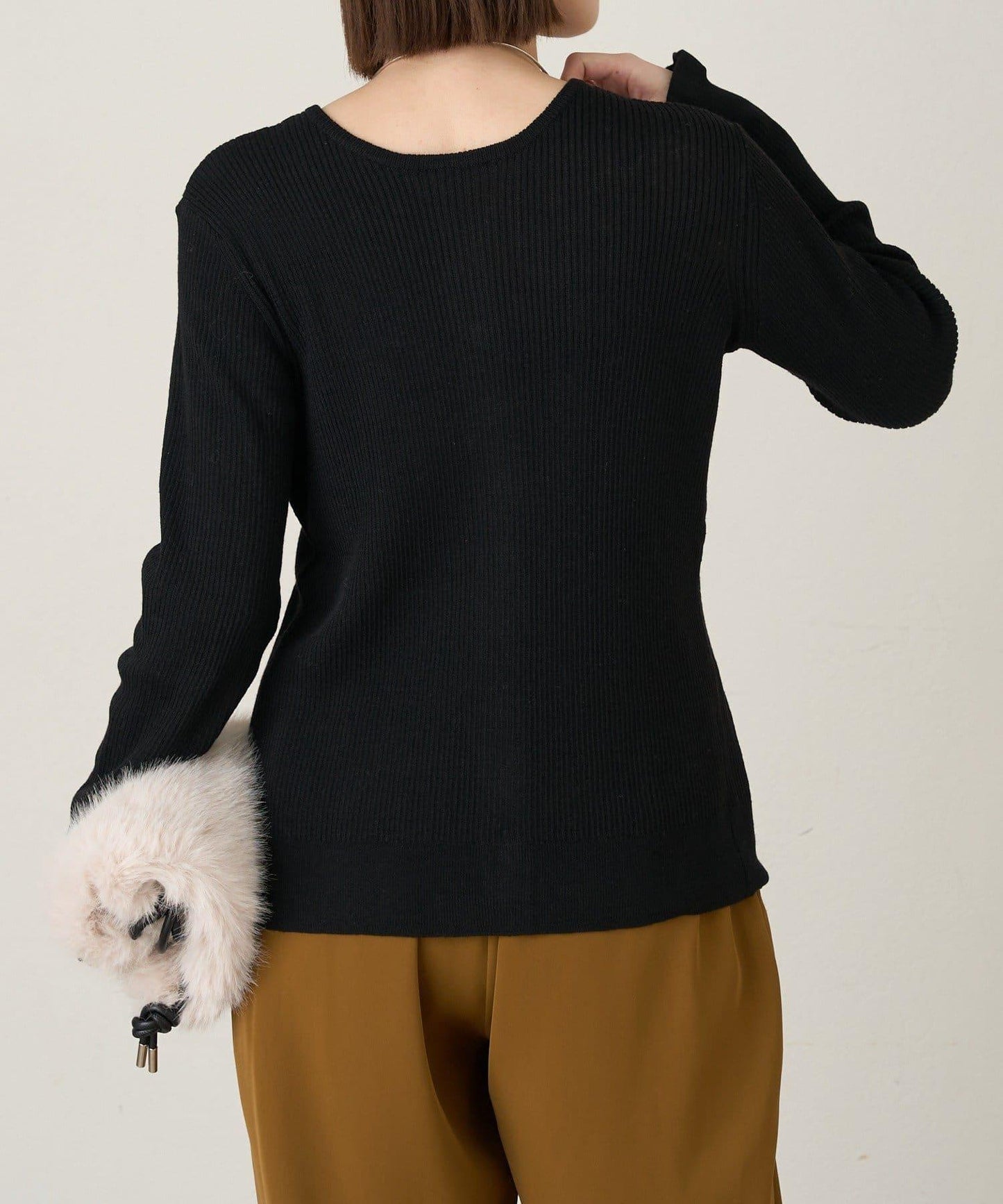 2WAY荷葉邊羅紋針織開衫