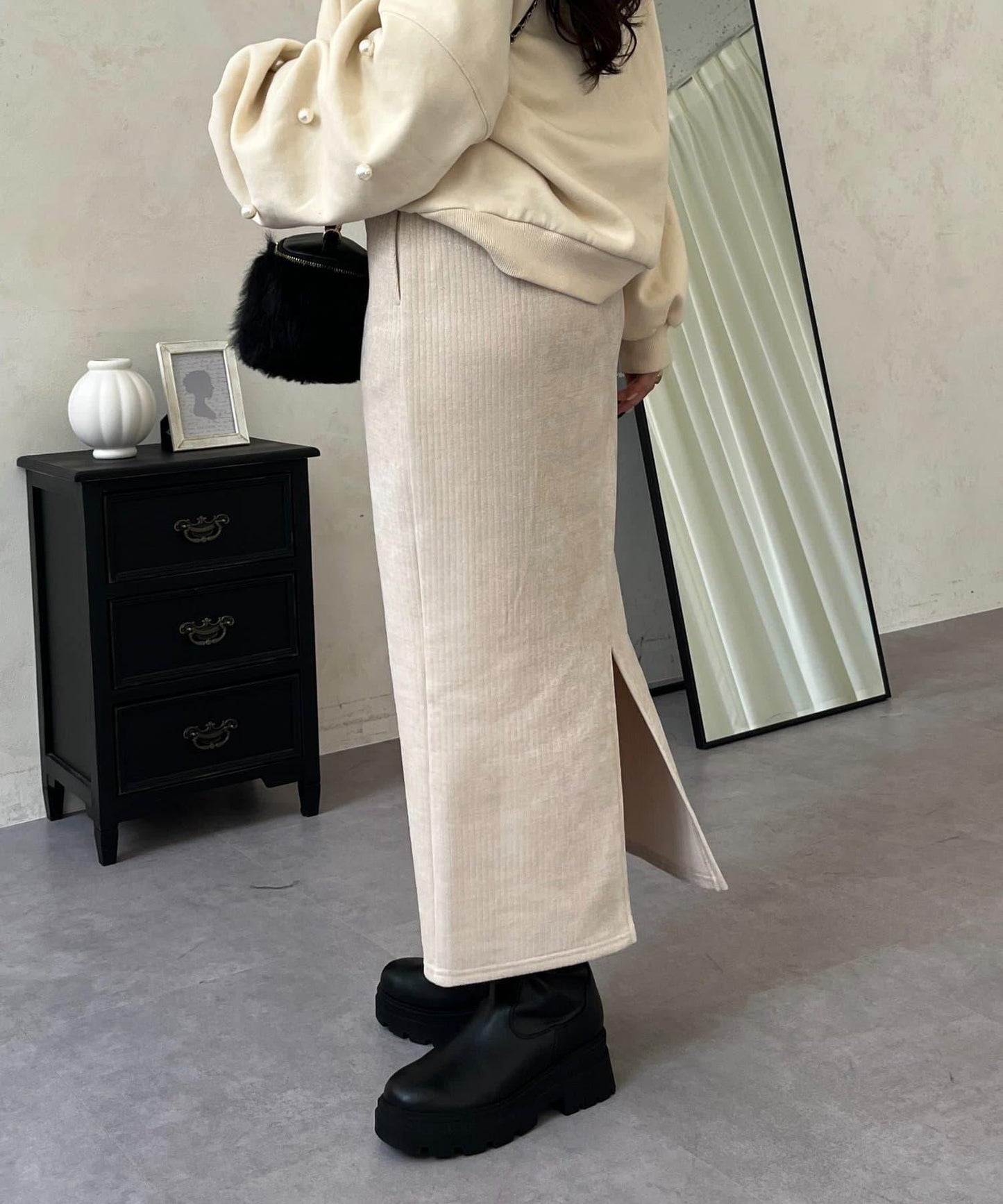 亮片燈芯絨長裙