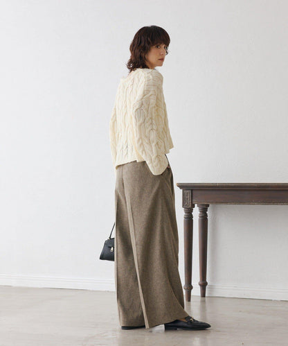 【可搭配套裝】羊毛斜紋雙褶長褲