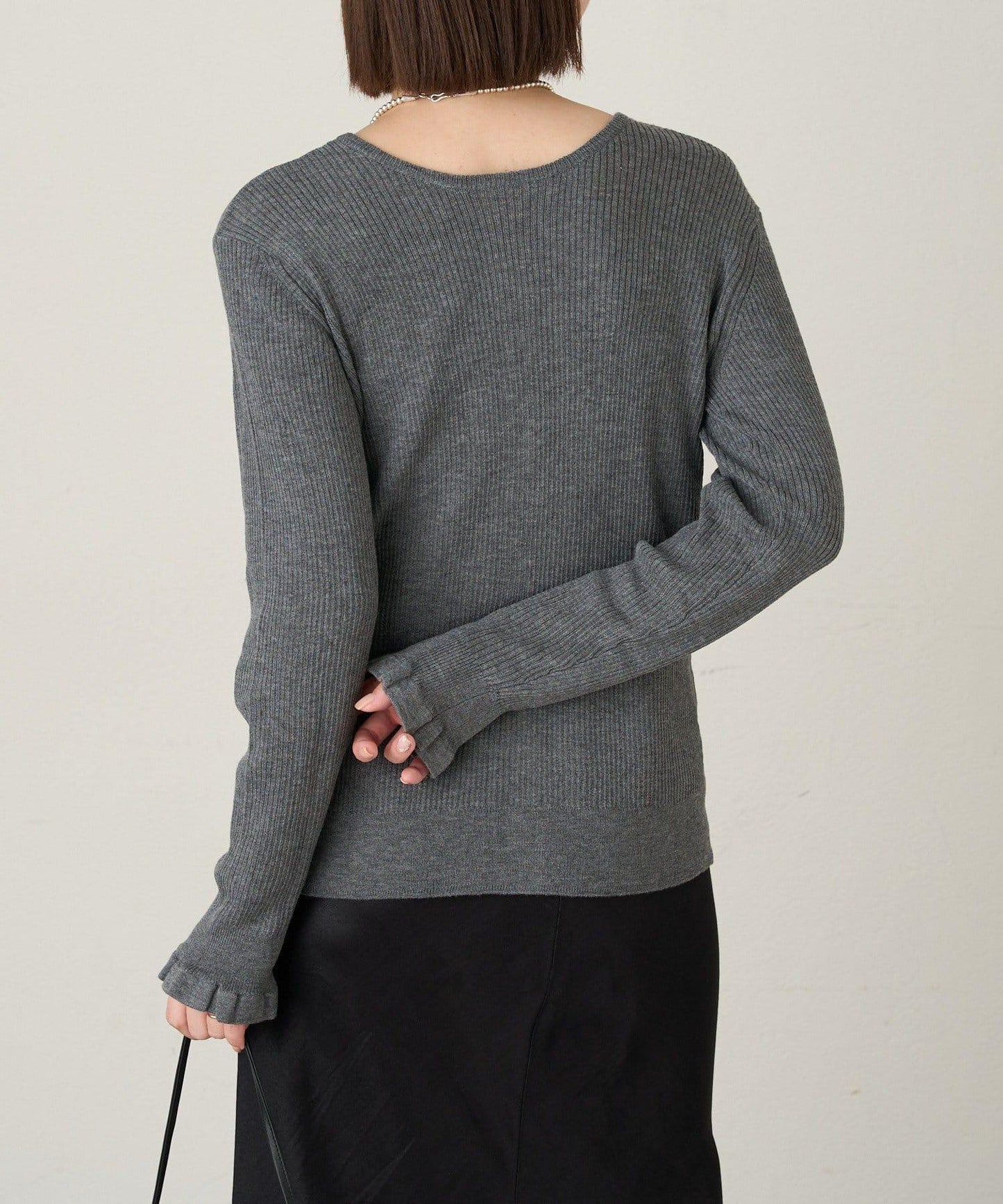 2WAY荷葉邊羅紋針織開衫