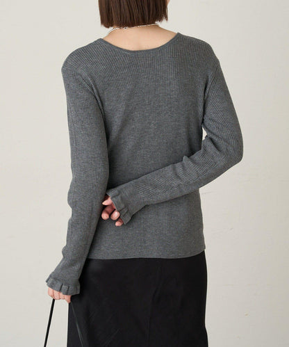 2WAY荷葉邊羅紋針織開衫