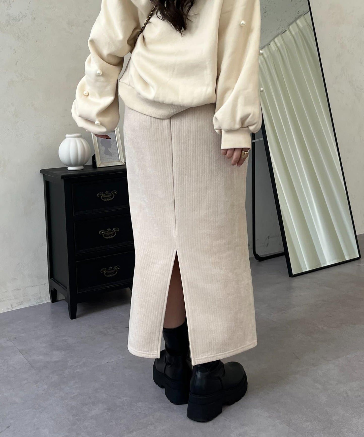 亮片燈芯絨長裙