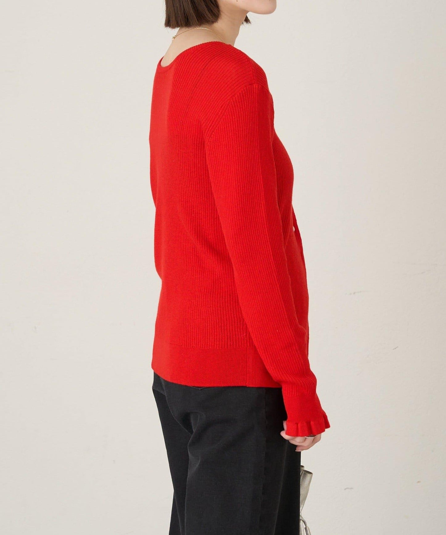 2WAY荷葉邊羅紋針織開衫