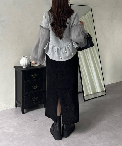 亮片燈芯絨長裙