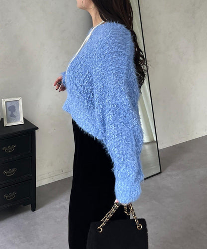 爆米花質感V領針織衫