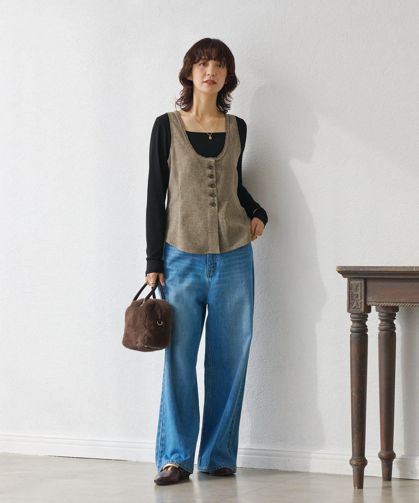 【可搭配套裝】羊毛斜紋馬甲