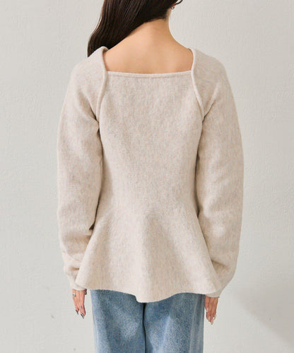 方領荷葉邊針織衫