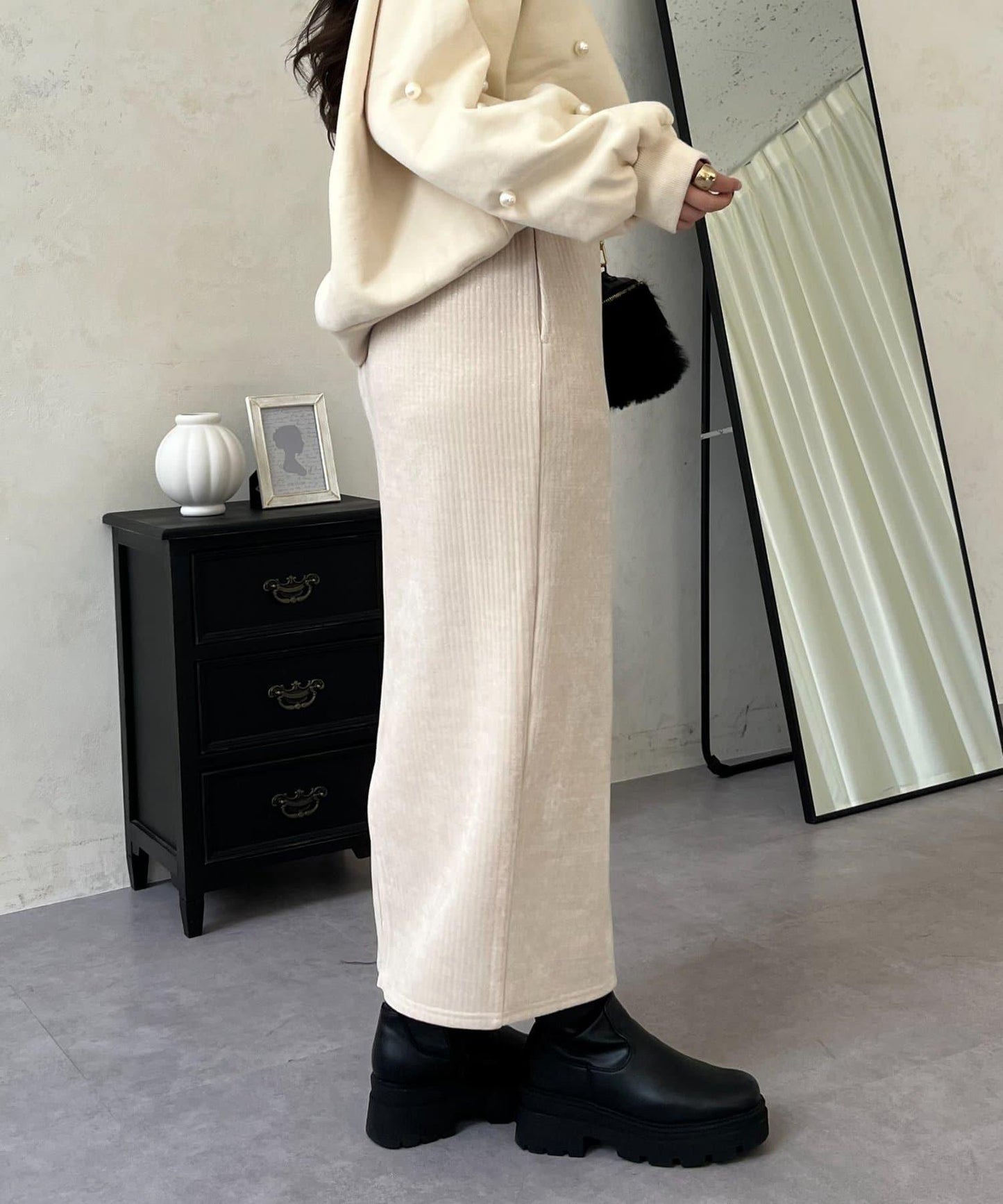 亮片燈芯絨長裙