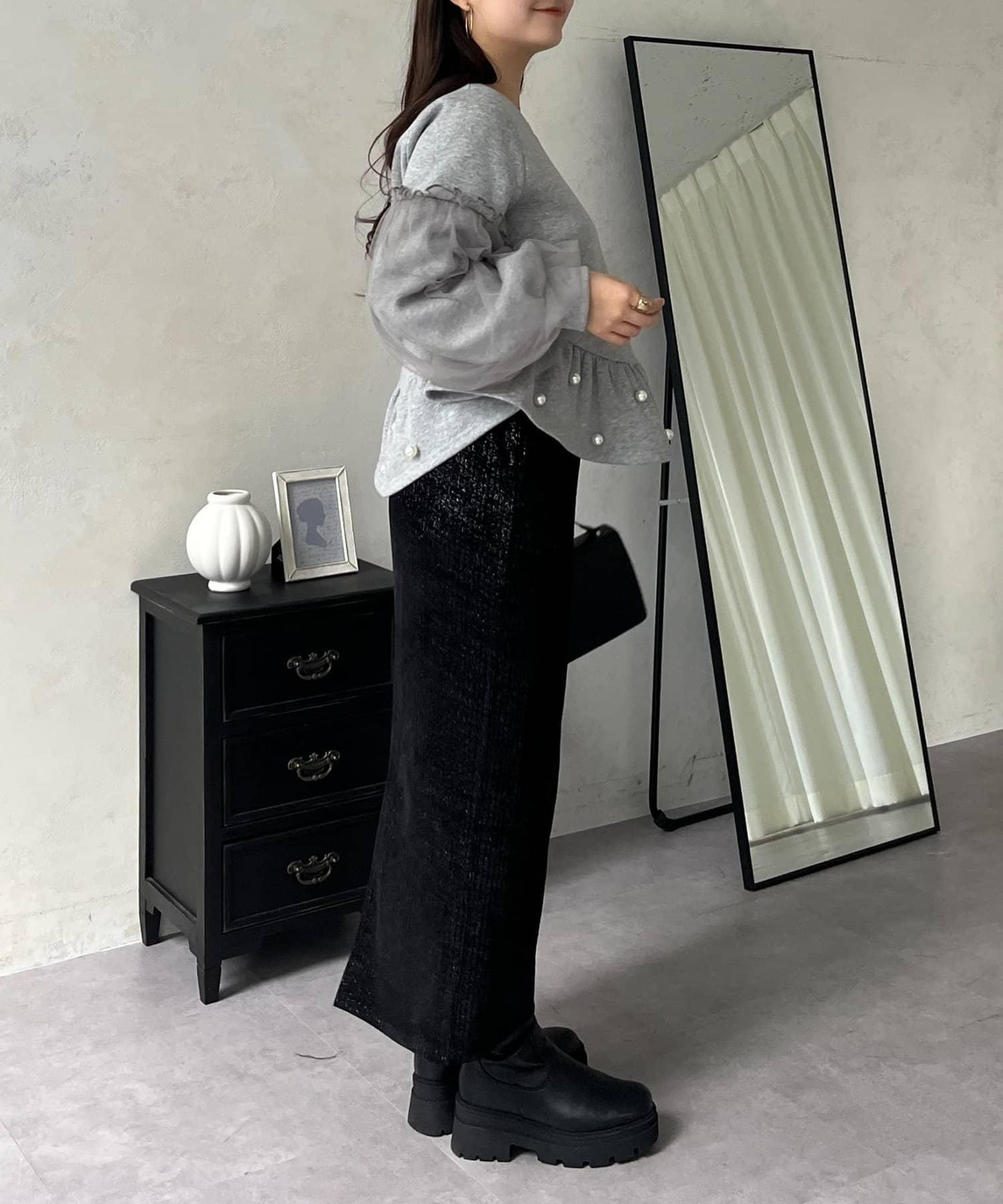 亮片燈芯絨長裙