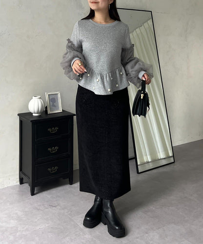 亮片燈芯絨長裙