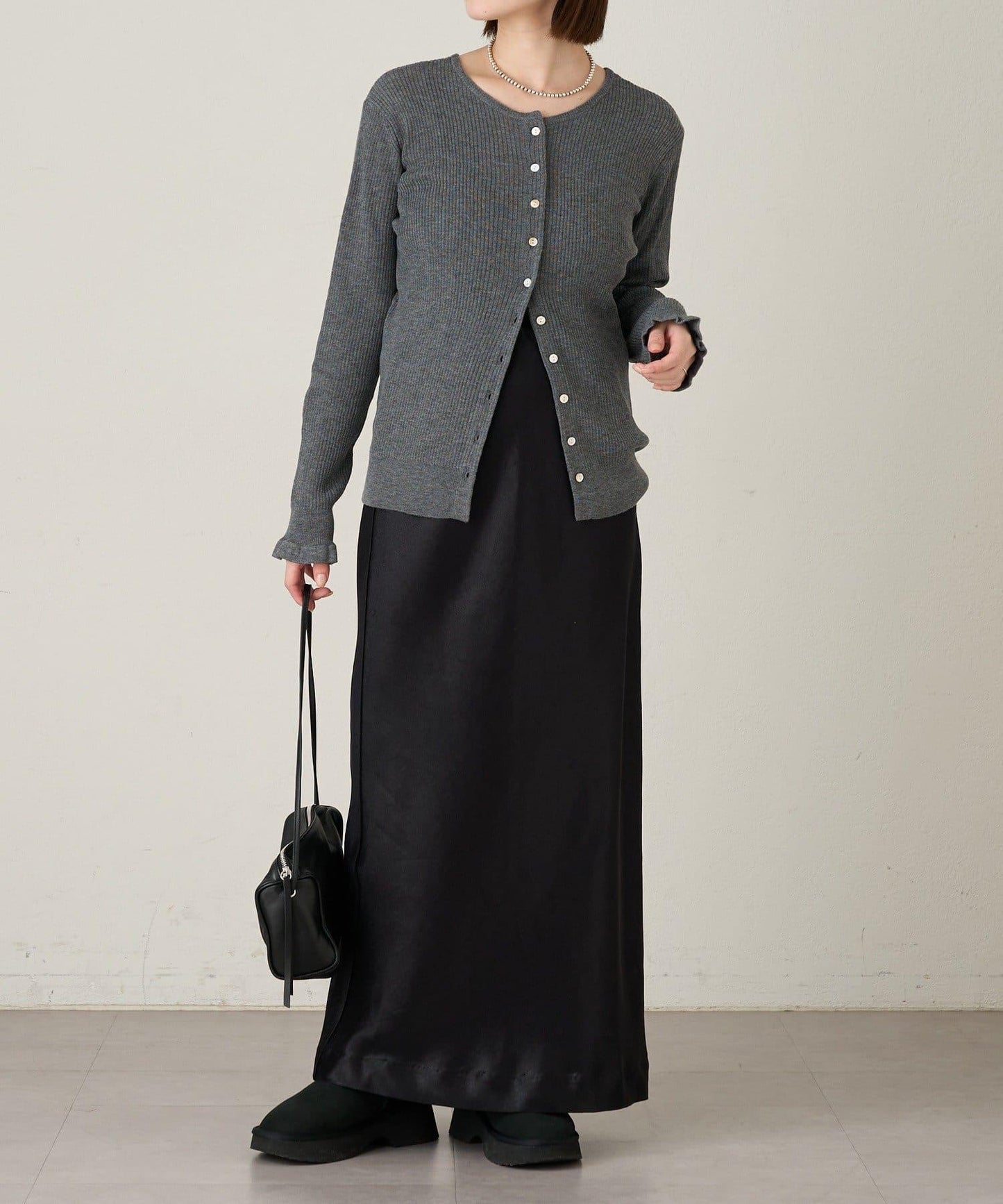 2WAY荷葉邊羅紋針織開衫