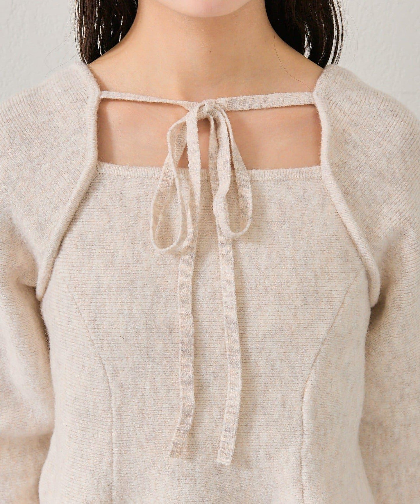 方領荷葉邊針織衫