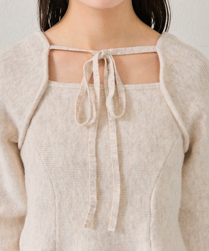 方領荷葉邊針織衫