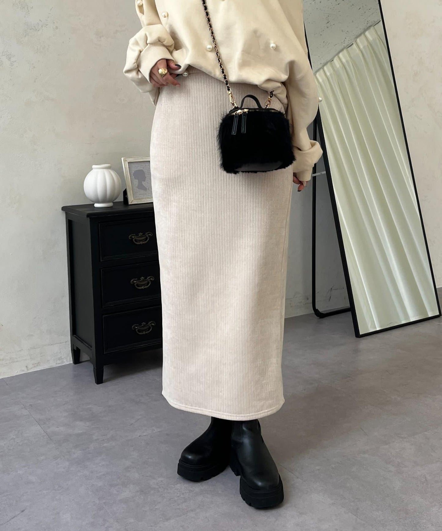 亮片燈芯絨長裙