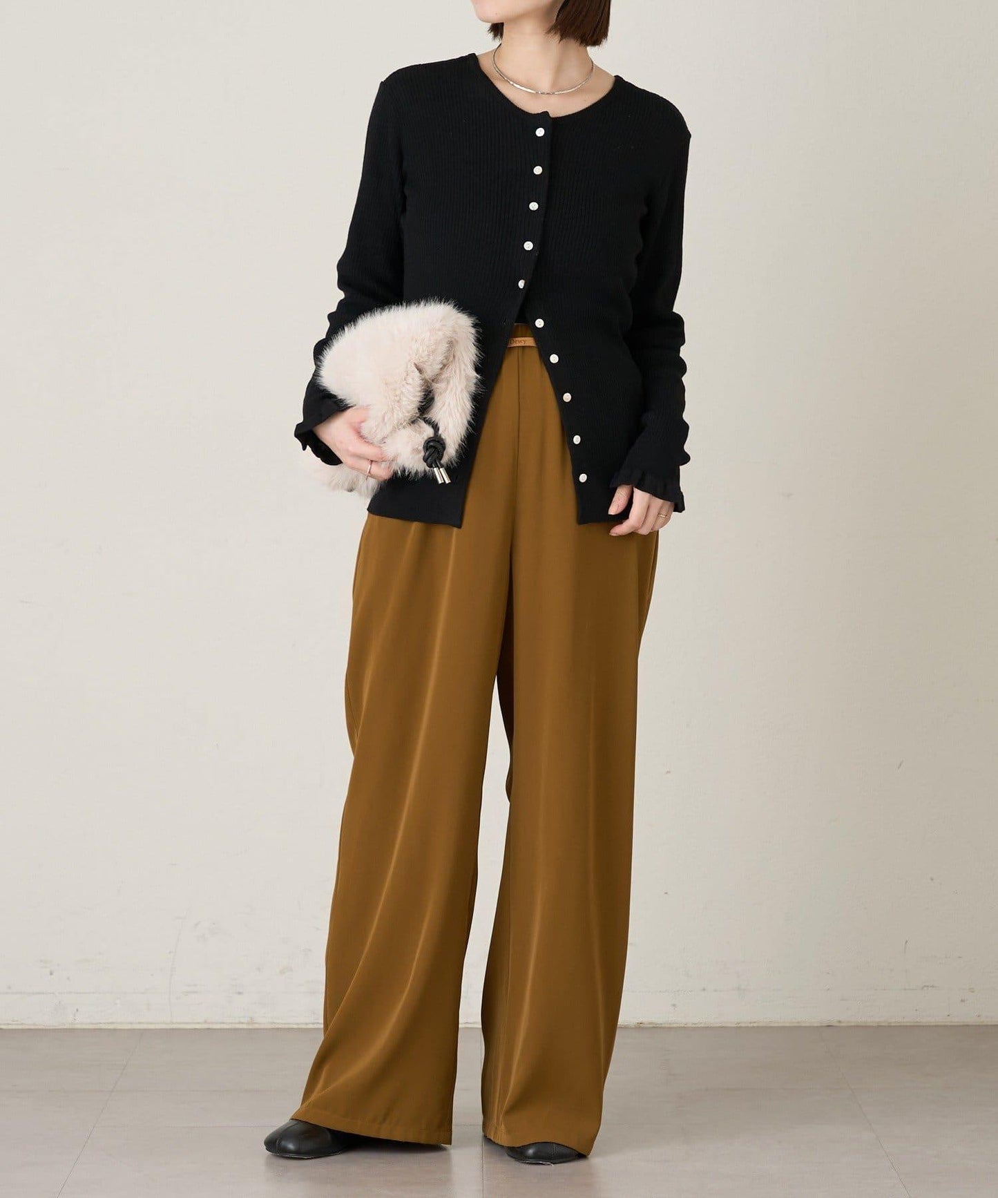 2WAY荷葉邊羅紋針織開衫